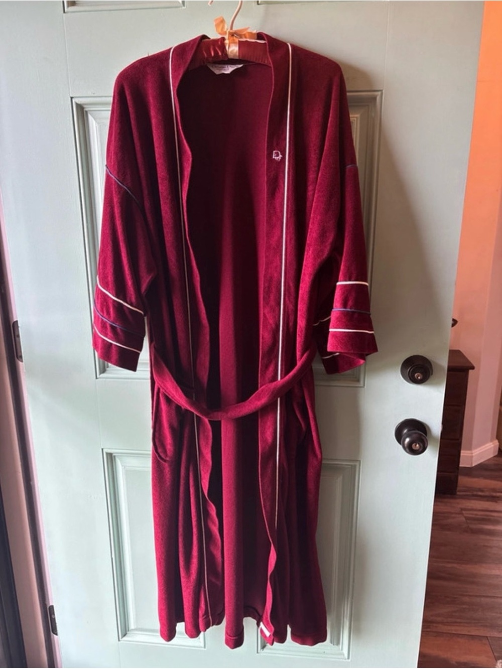 Luxurious Burgundy robe with Contrast Piping - vintage Christian Dior